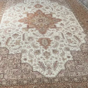 جفت ۶ متری دستباف تبریز نقشه هریس ۵۰ رج رنگ گیاهی بسیار ملایم کد ۱۲۳